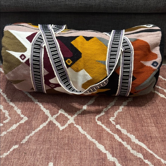 Southwestern Kilim Wool Blend Weekender Duffel Bag | Boho Travel Bag - Picture 2 of 9